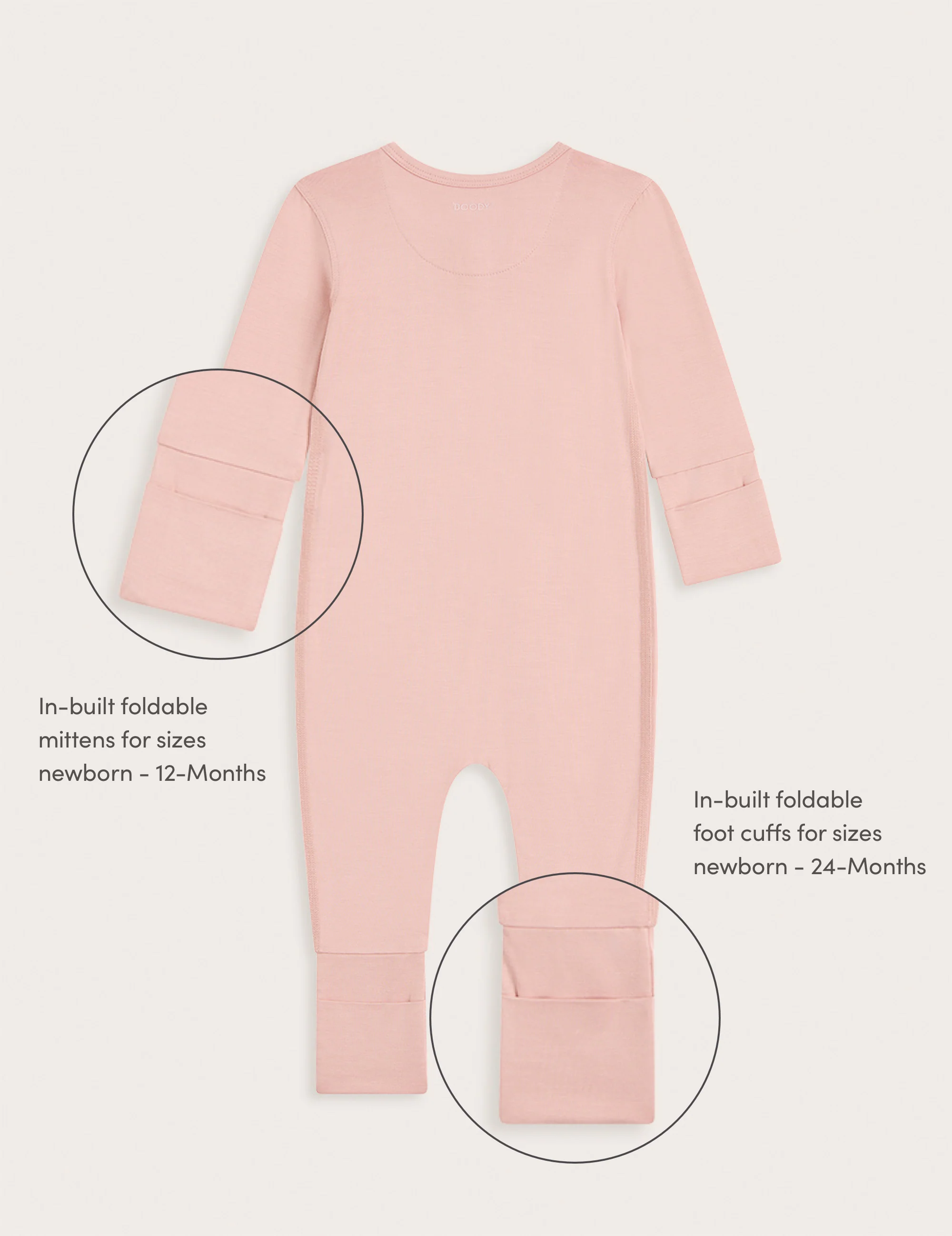 Baby Long Sleeve Romper - Dusty Pink - Image 12