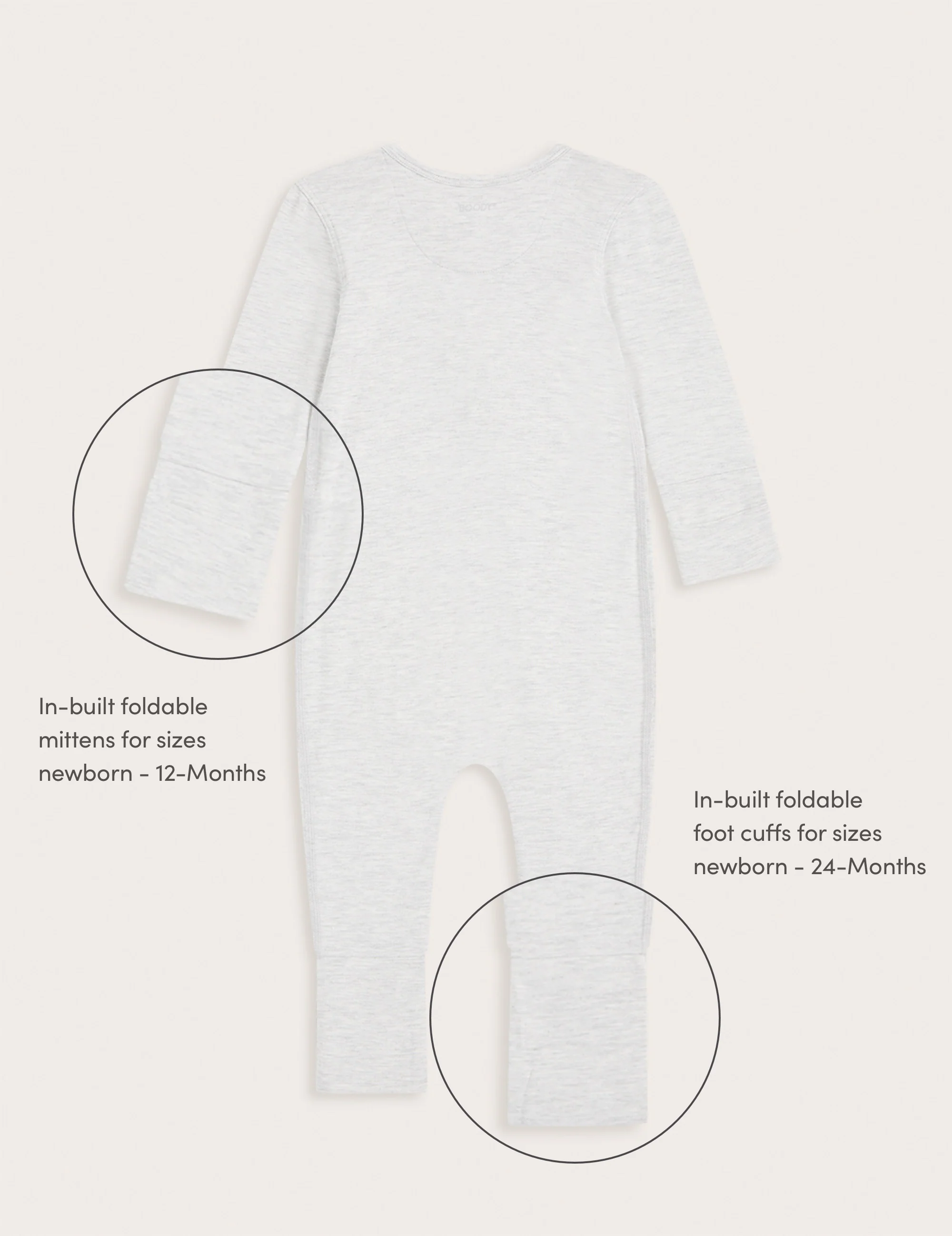 Baby Long Sleeve Romper - Heather Grey - Image 5