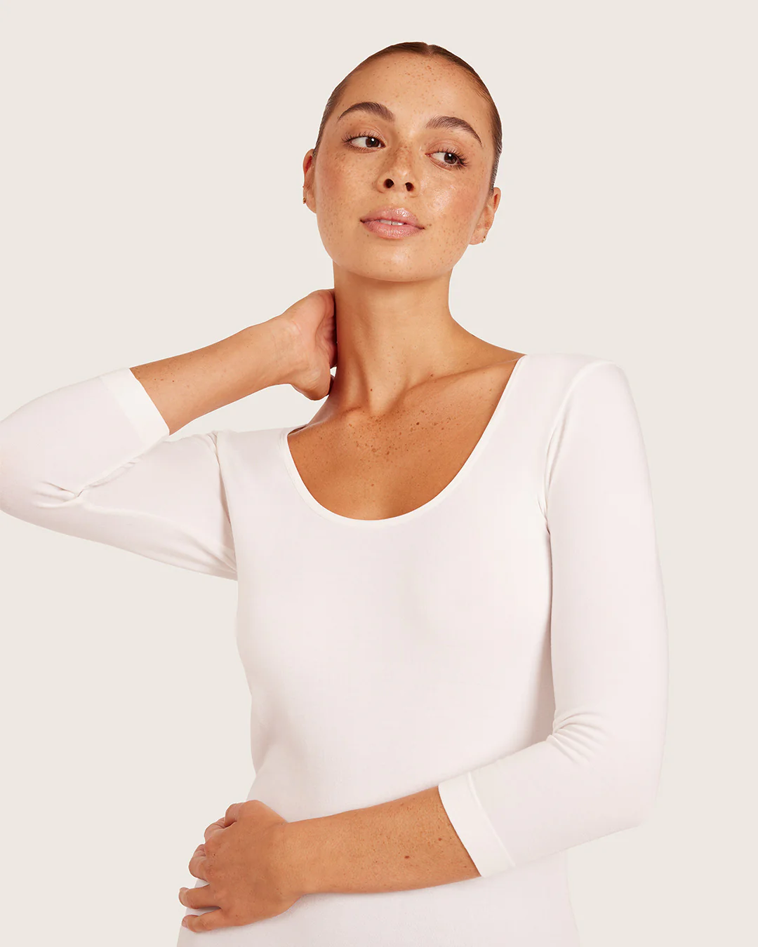 Base Layer 3/4 Sleeve Top - White - Image 4