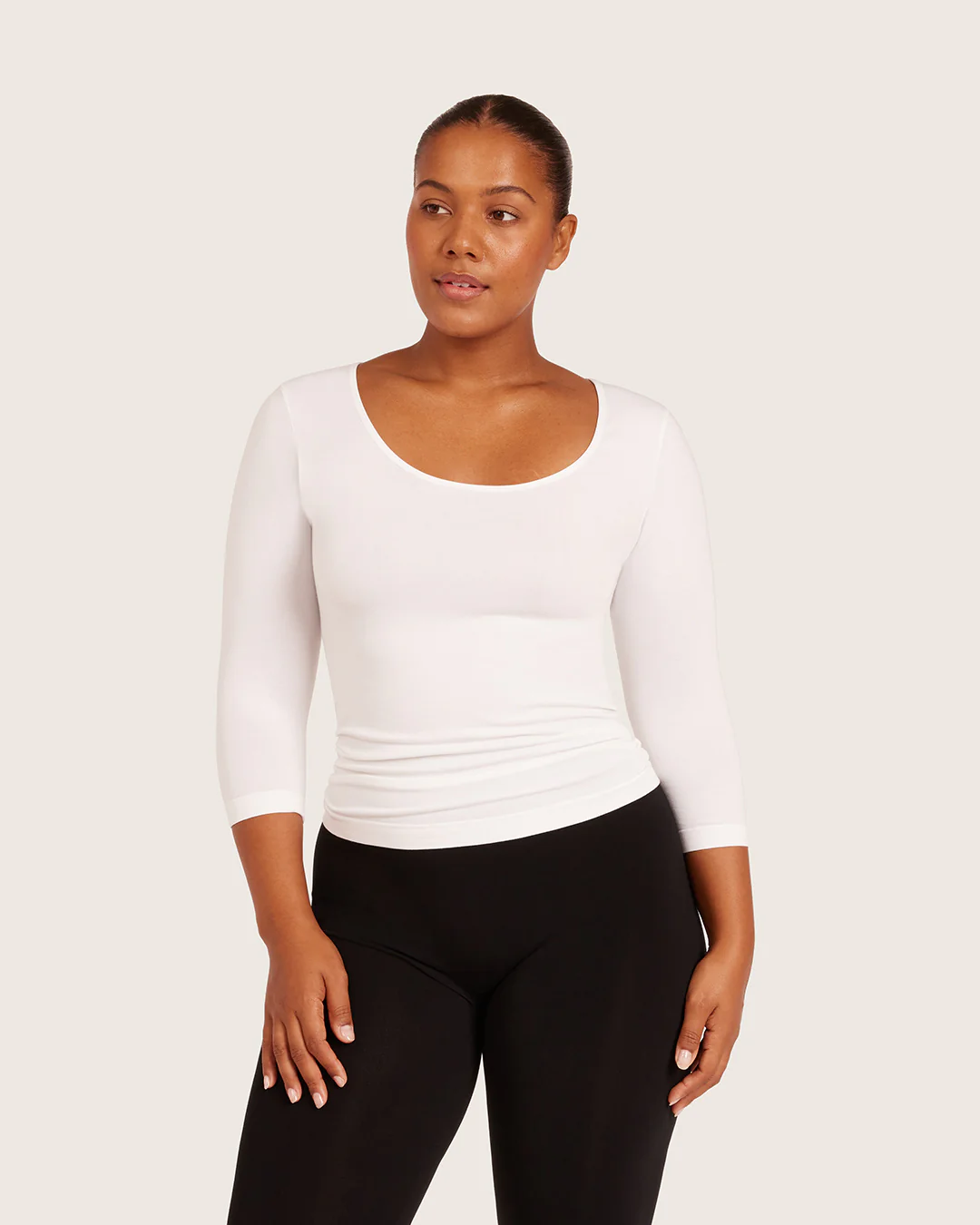Base Layer 3/4 Sleeve Top - White - Image 5