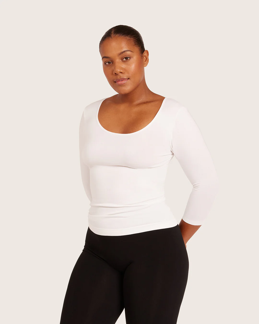Base Layer 3/4 Sleeve Top - White - Image 7
