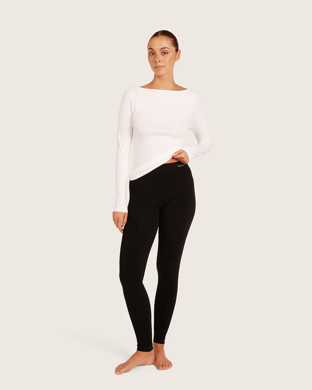 Base Layer Boatneck Long Sleeve Top - White - Image 2