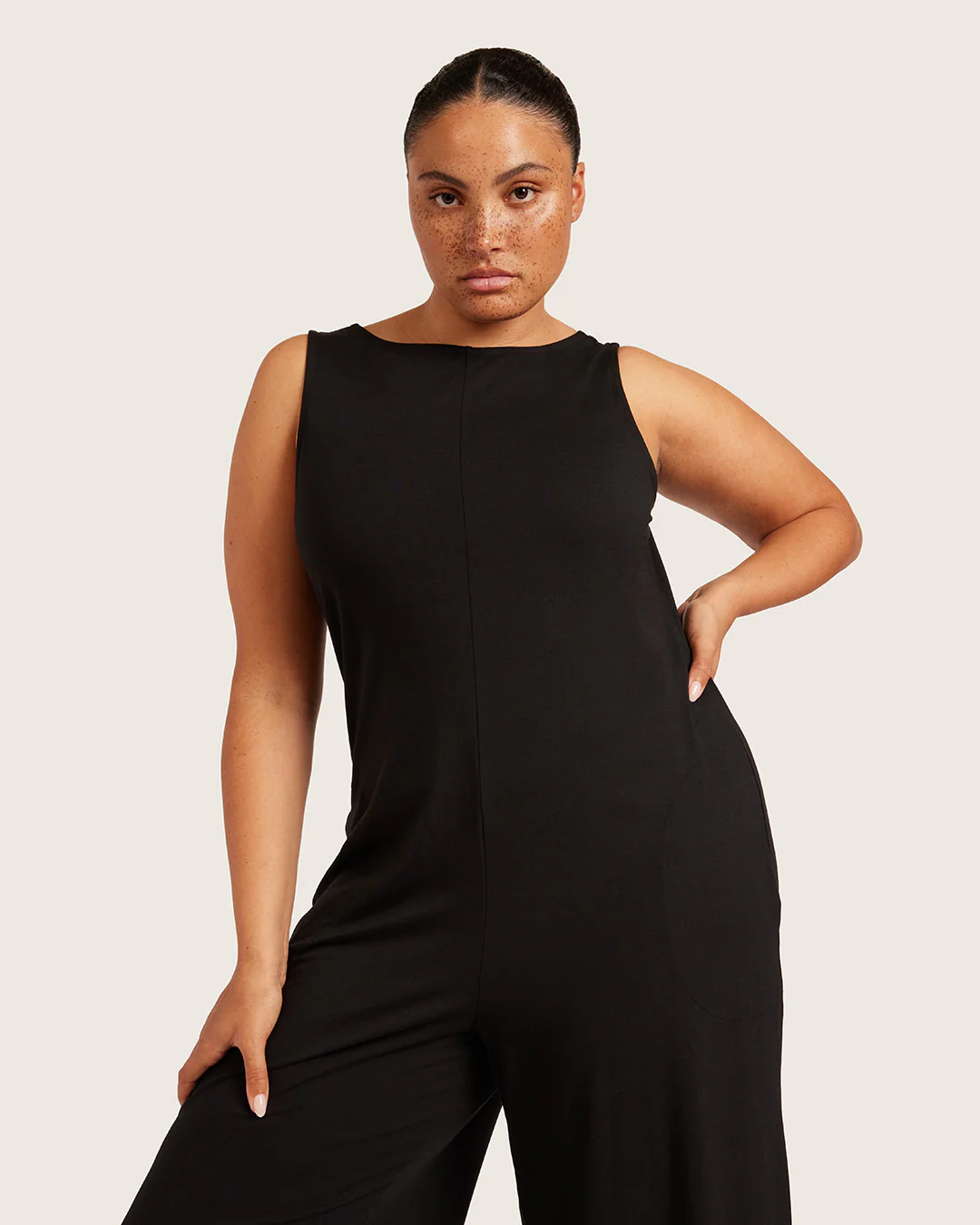 Boat Neck Jumpsuit - Black - Image 13