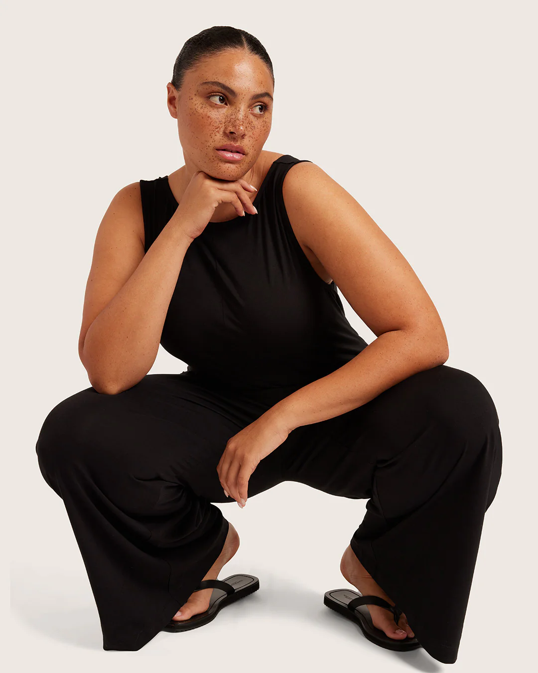Boat Neck Jumpsuit - Black - Image 15