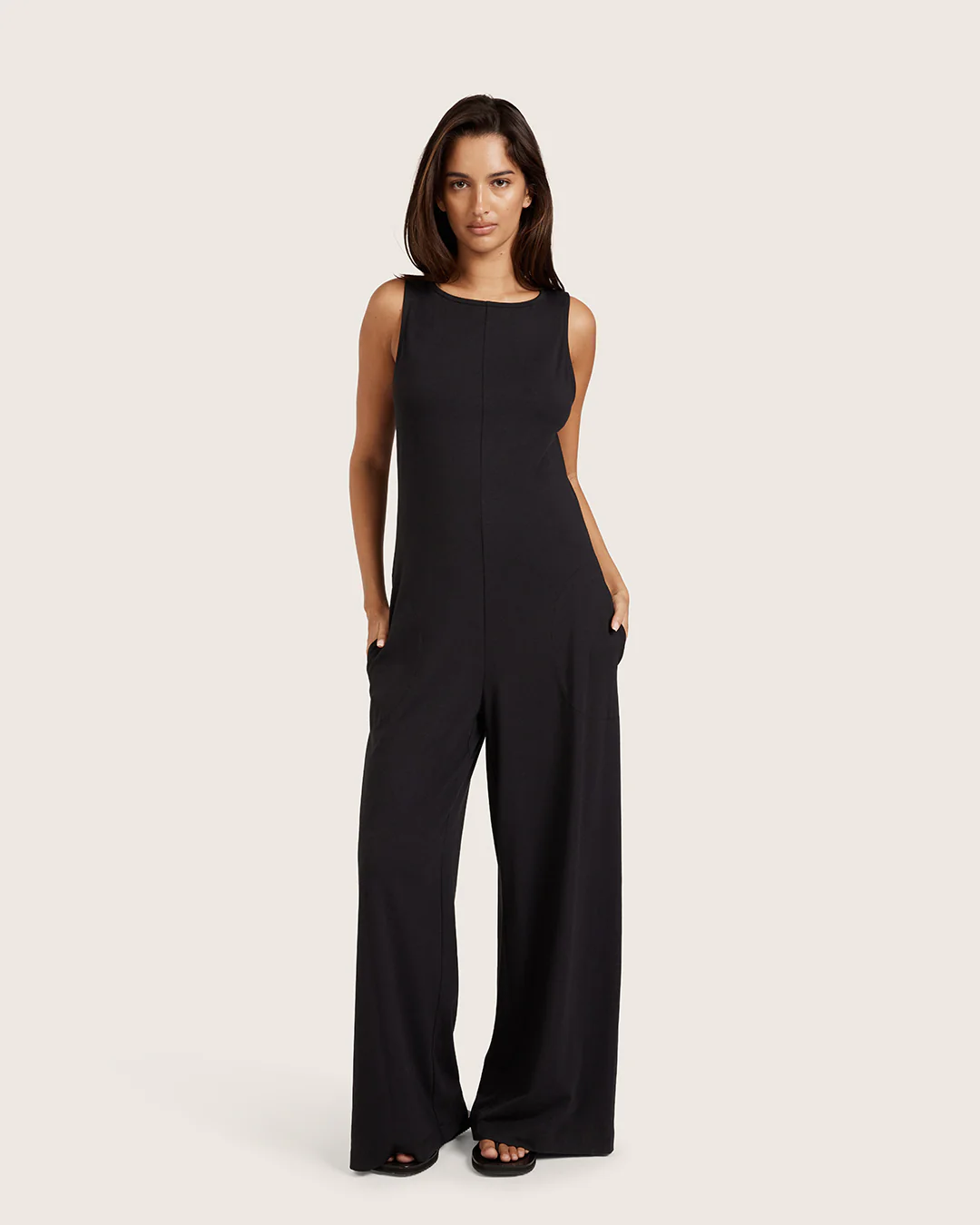 Boat Neck Jumpsuit - Black - Image 17