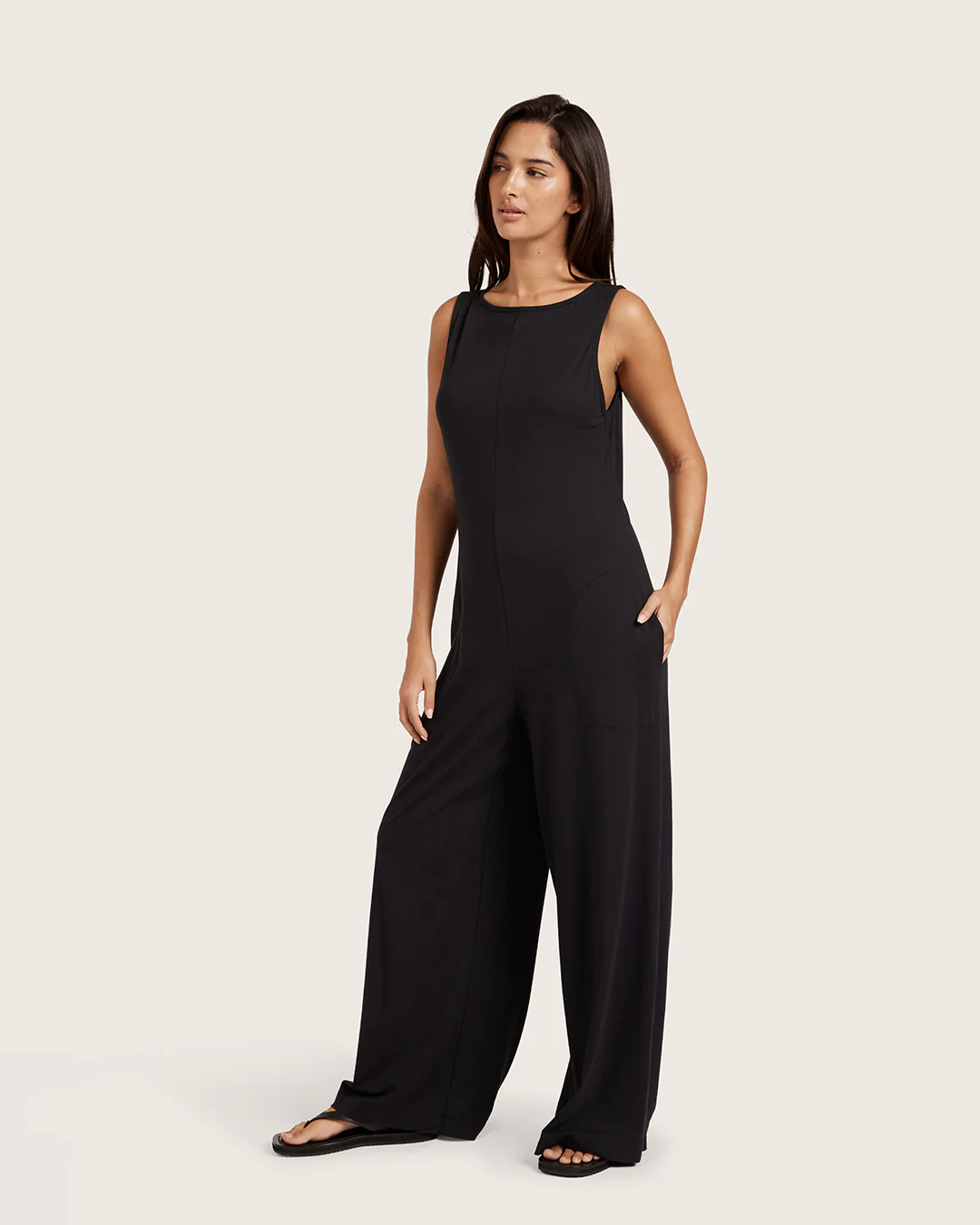 Boat Neck Jumpsuit - Black - Image 18