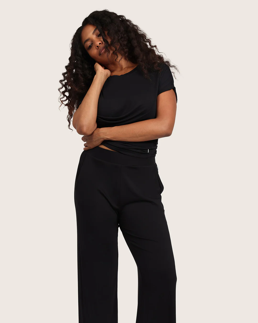Downtime Wide Leg Lounge Pants - Black - Image 10