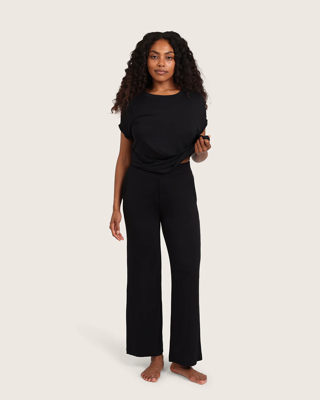 Downtime Wide Leg Lounge Pants - Black - Image 11