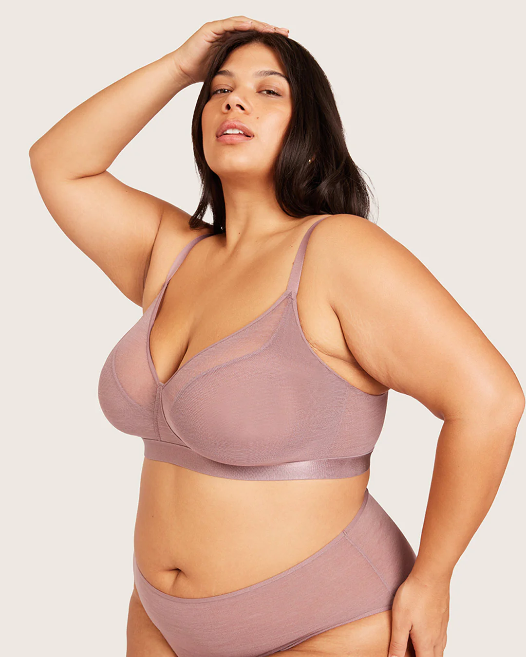 FreeMesh Full Bust Wireless Bra - Mauve - Image 10