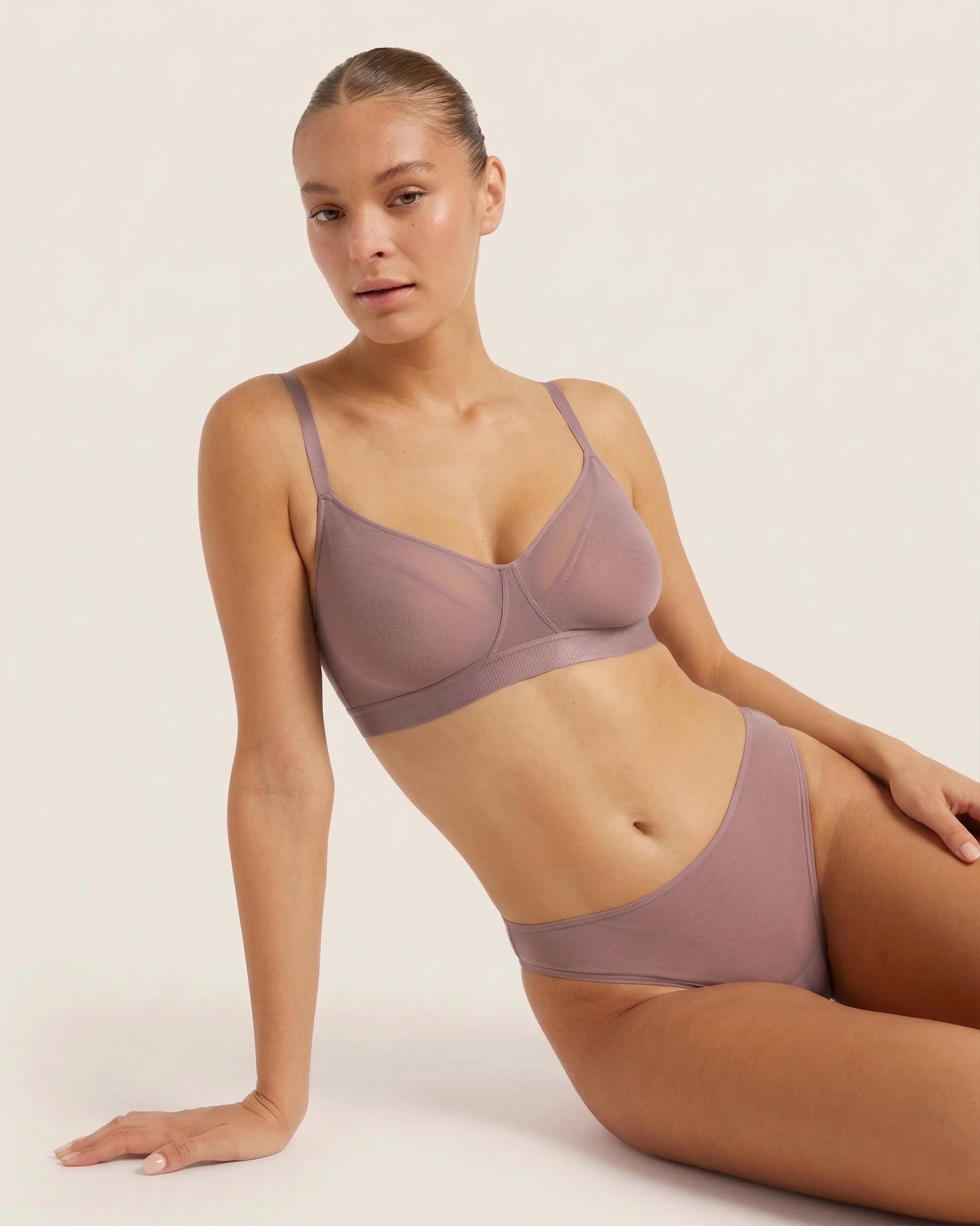 FreeMesh Full Bust Wireless Bra - Mauve - Image 5