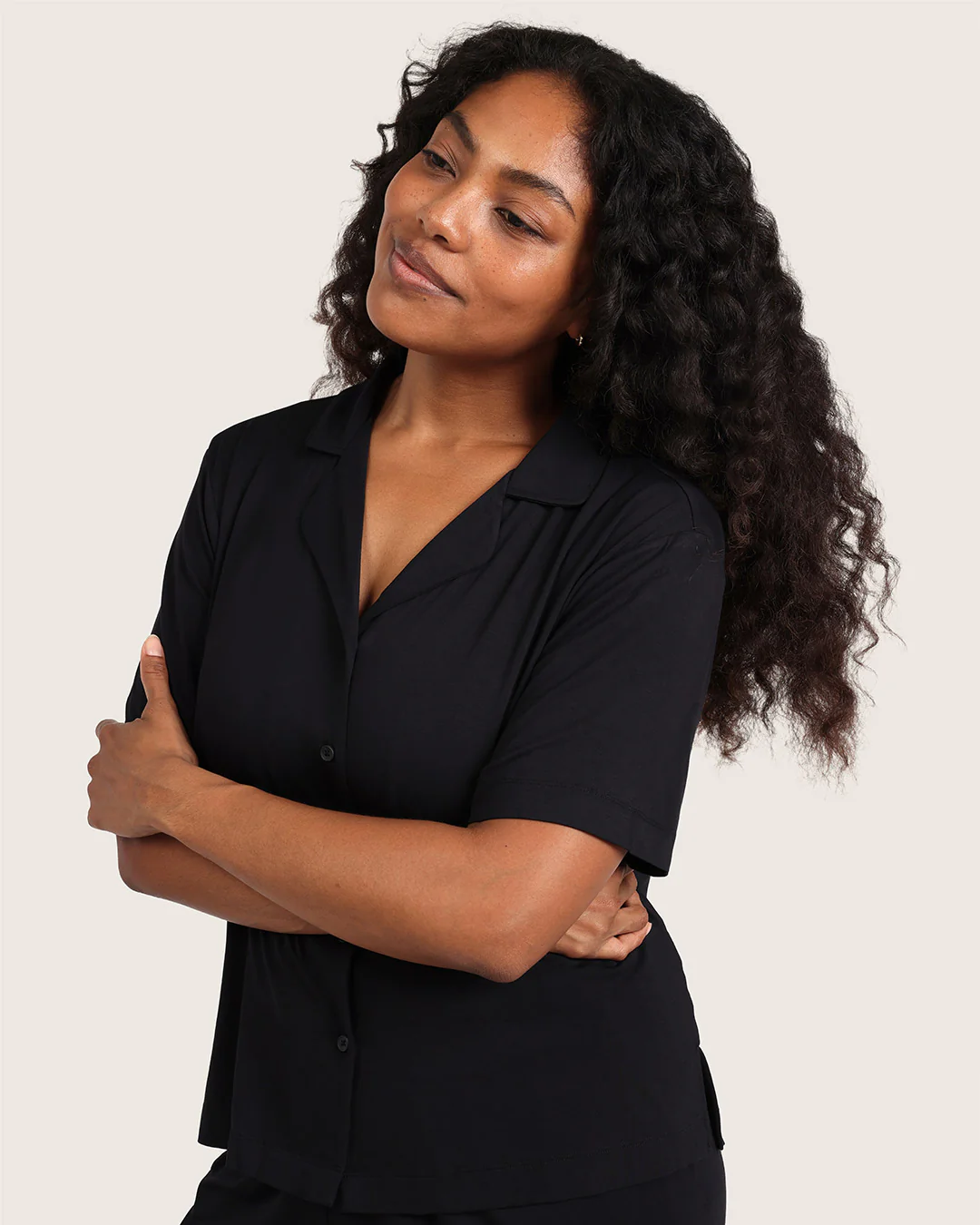 Goodnight Short Sleeve Sleep Shirt - Black - Image 11