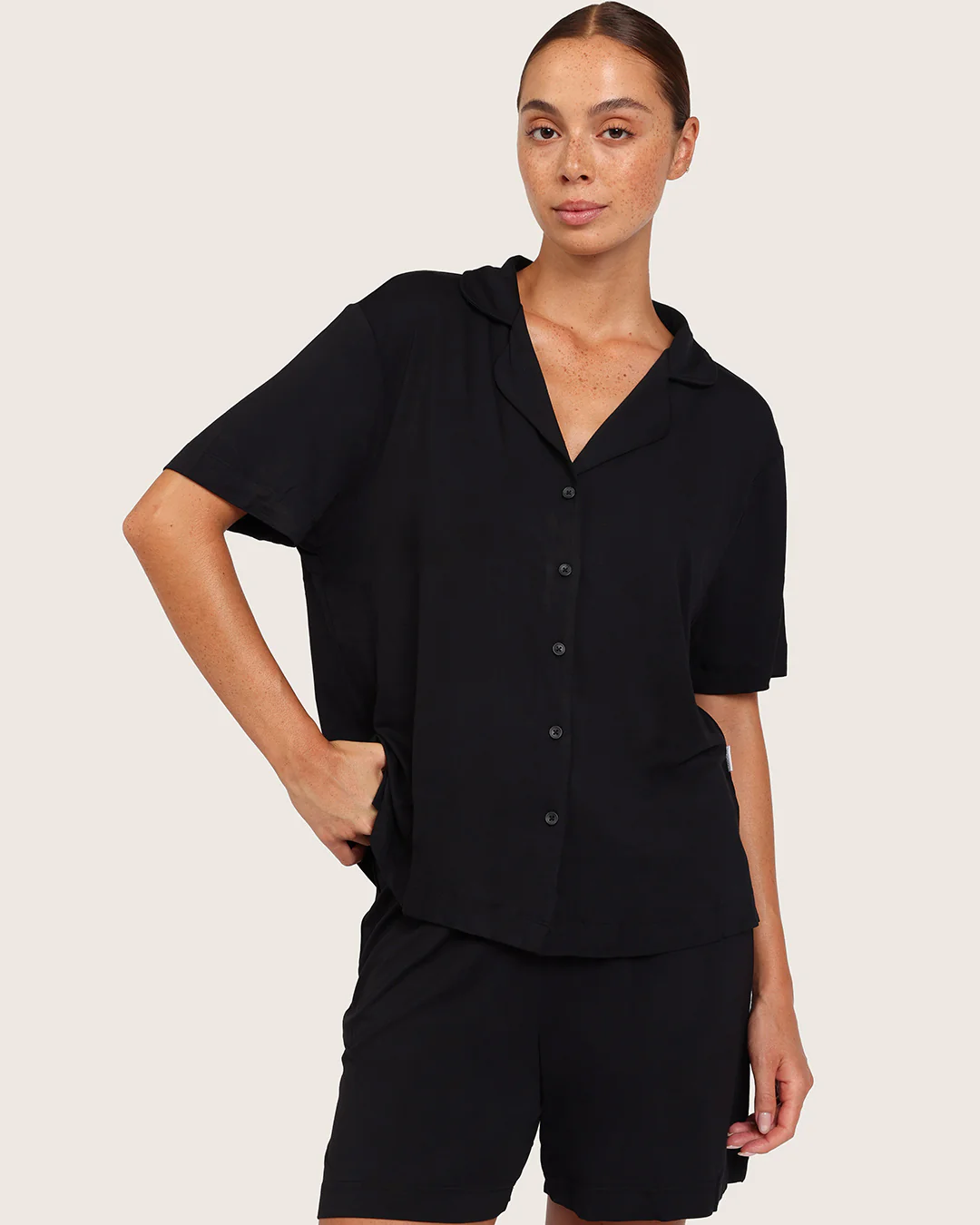 Goodnight Short Sleeve Sleep Shirt - Black - Image 5