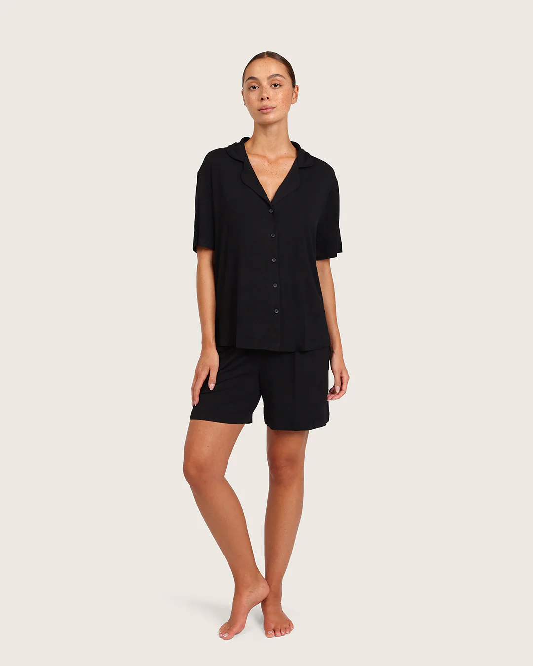 Goodnight Short Sleeve Sleep Shirt - Black - Image 6