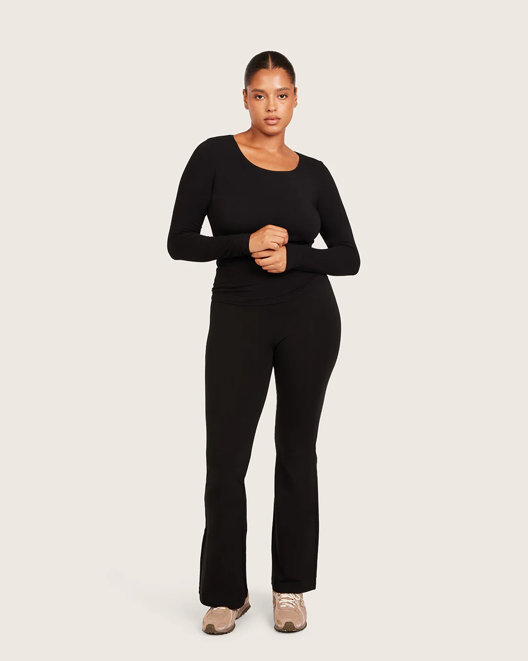 High Waist Flare Pants - Regular  - Black - Image 17
