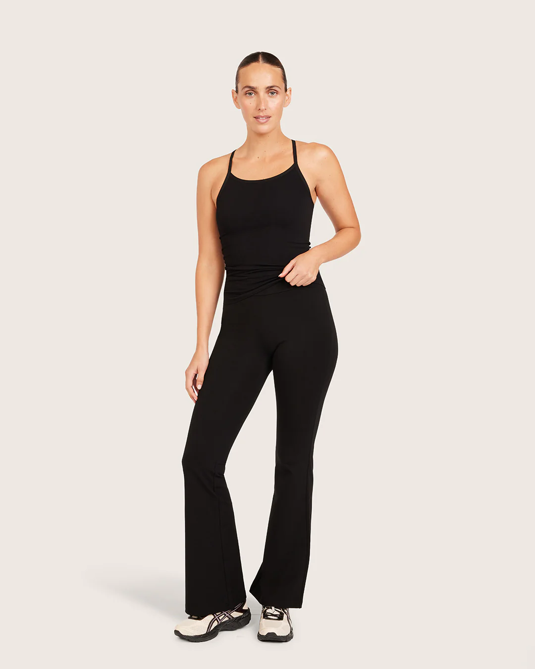 High Waist Flare Pants - Regular  - Black - Image 6