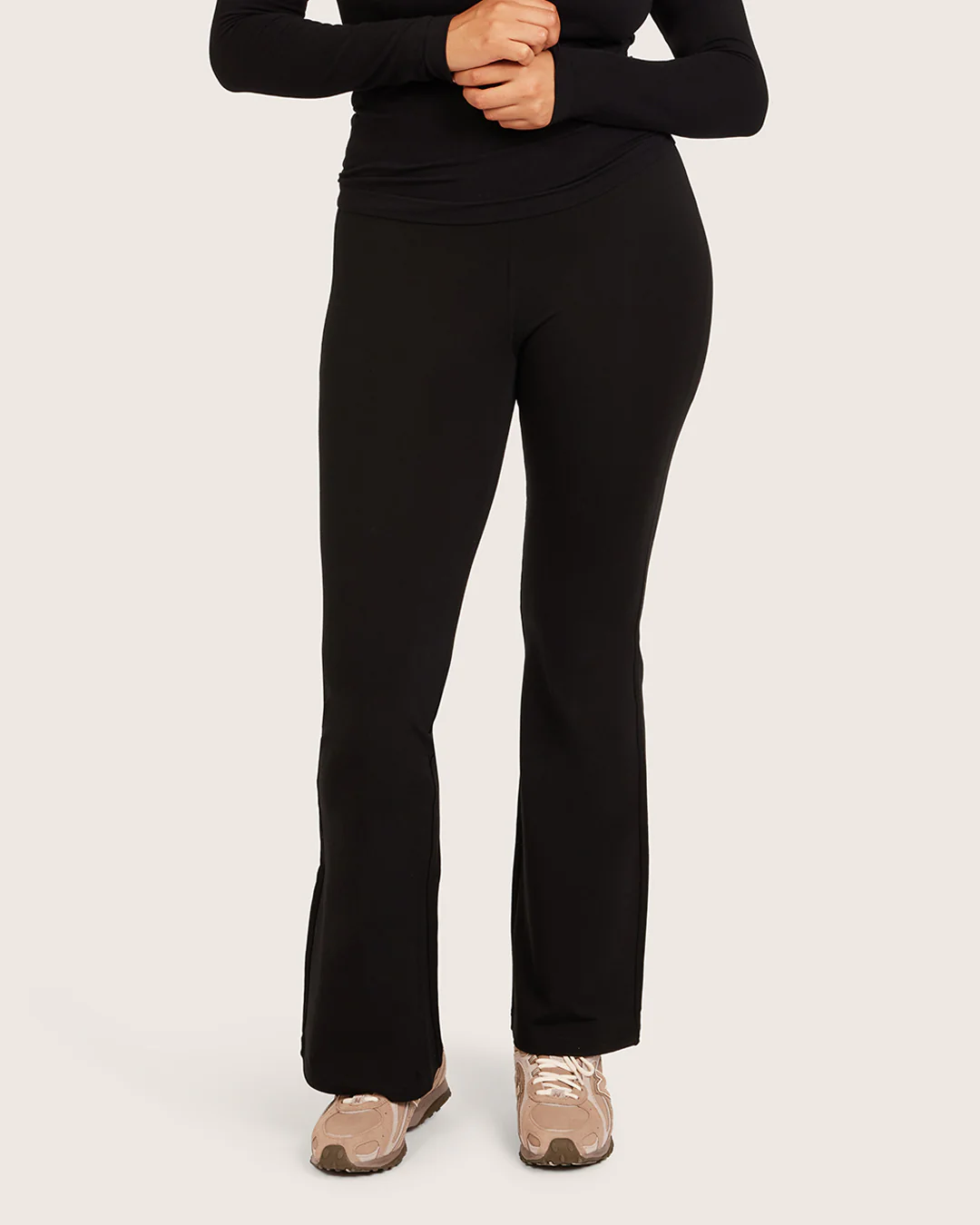 High Waist Flare Pants - Regular  - Black - Image 9