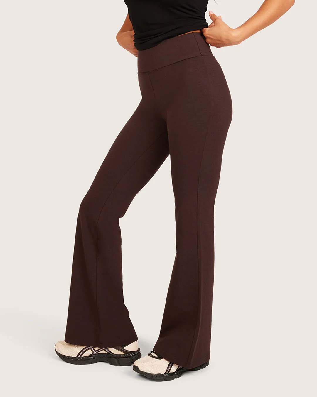 High Waist Flare Pants - Short - Carob - Image 3