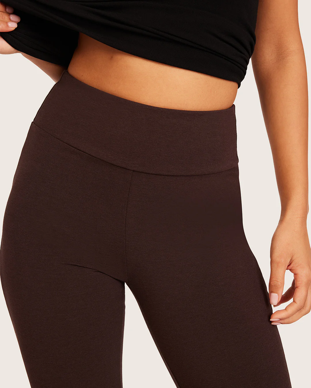 High Waist Flare Pants - Short - Carob - Image 4