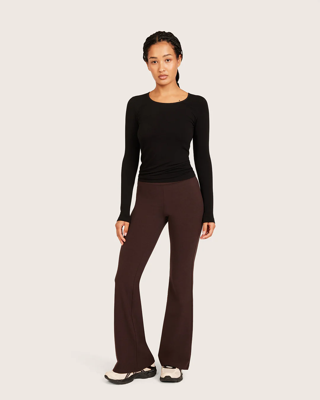 High Waist Flare Pants - Short - Carob - Image 7