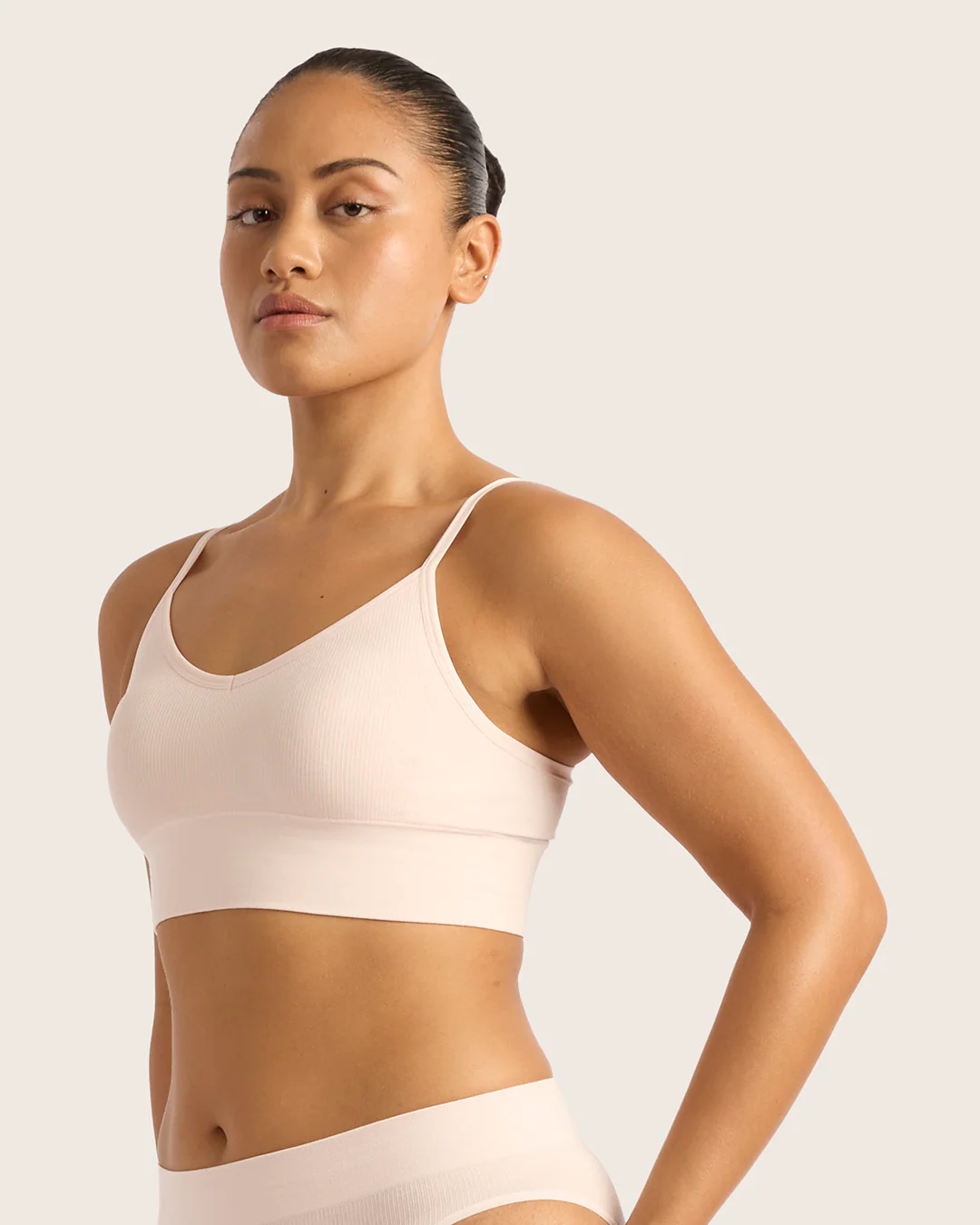 LYOLYTE Ribbed Low Back Bralette - Powder Pink - Image 8
