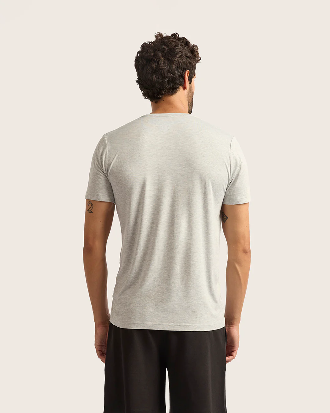 Men's Base Layer Crew Neck T-Shirt - Light Grey Marl - Image 2