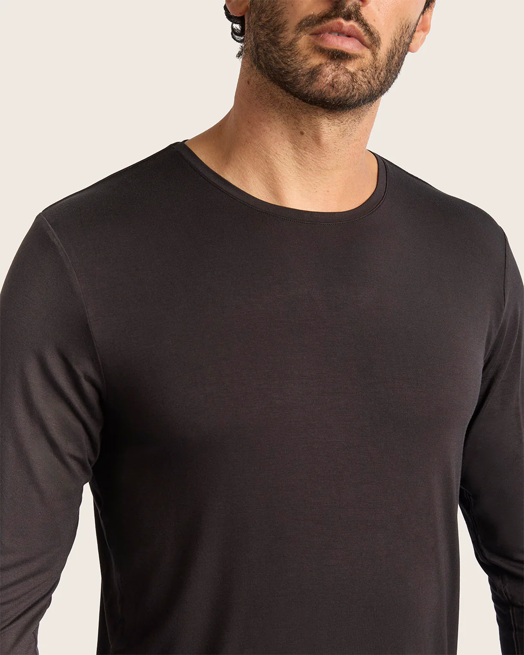 Men's Base Layer Long Sleeve Crew Neck T-Shirt - Black - Image 5