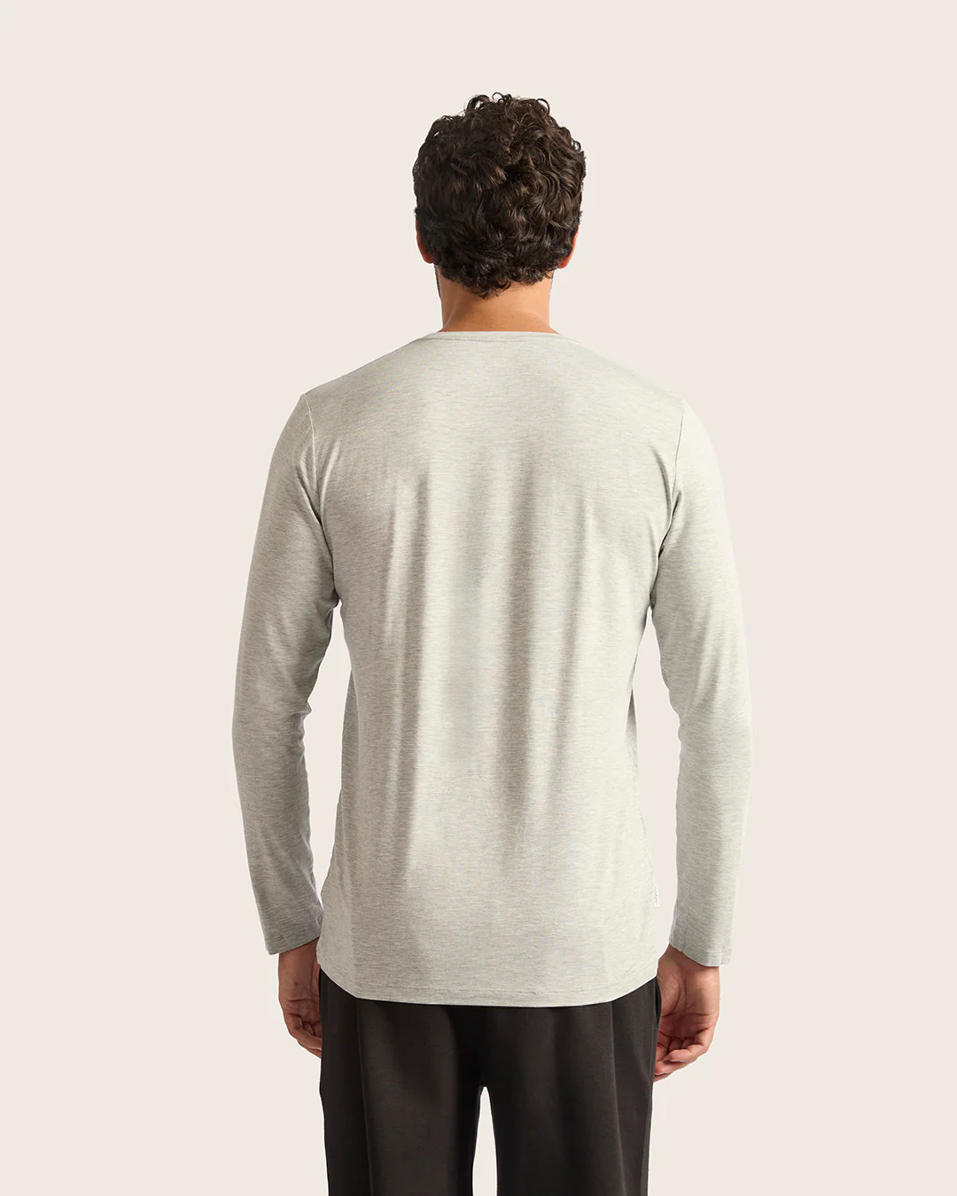 Men's Base Layer Long Sleeve Crew Neck T-Shirt - Light Grey Marl - Image 2