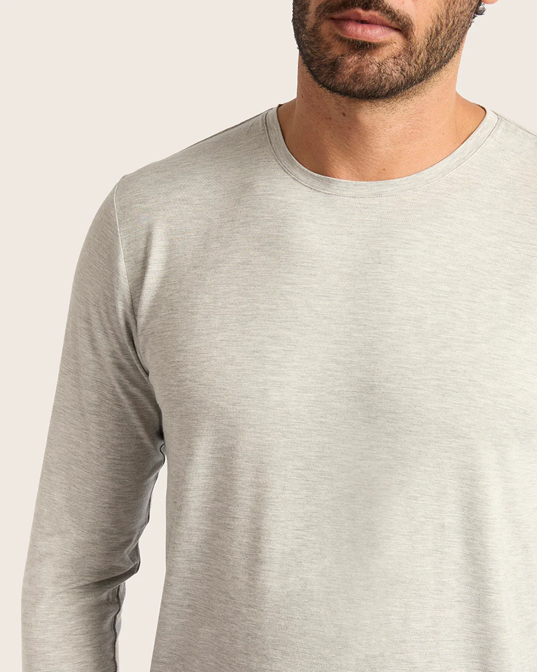 Men's Base Layer Long Sleeve Crew Neck T-Shirt - Light Grey Marl - Image 4