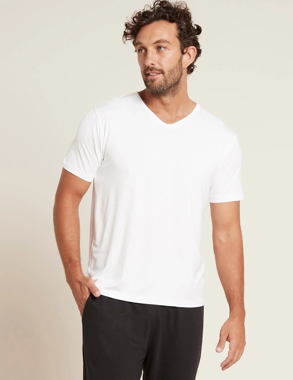 Men's Base Layer V-Neck T-Shirt - White - Image 11