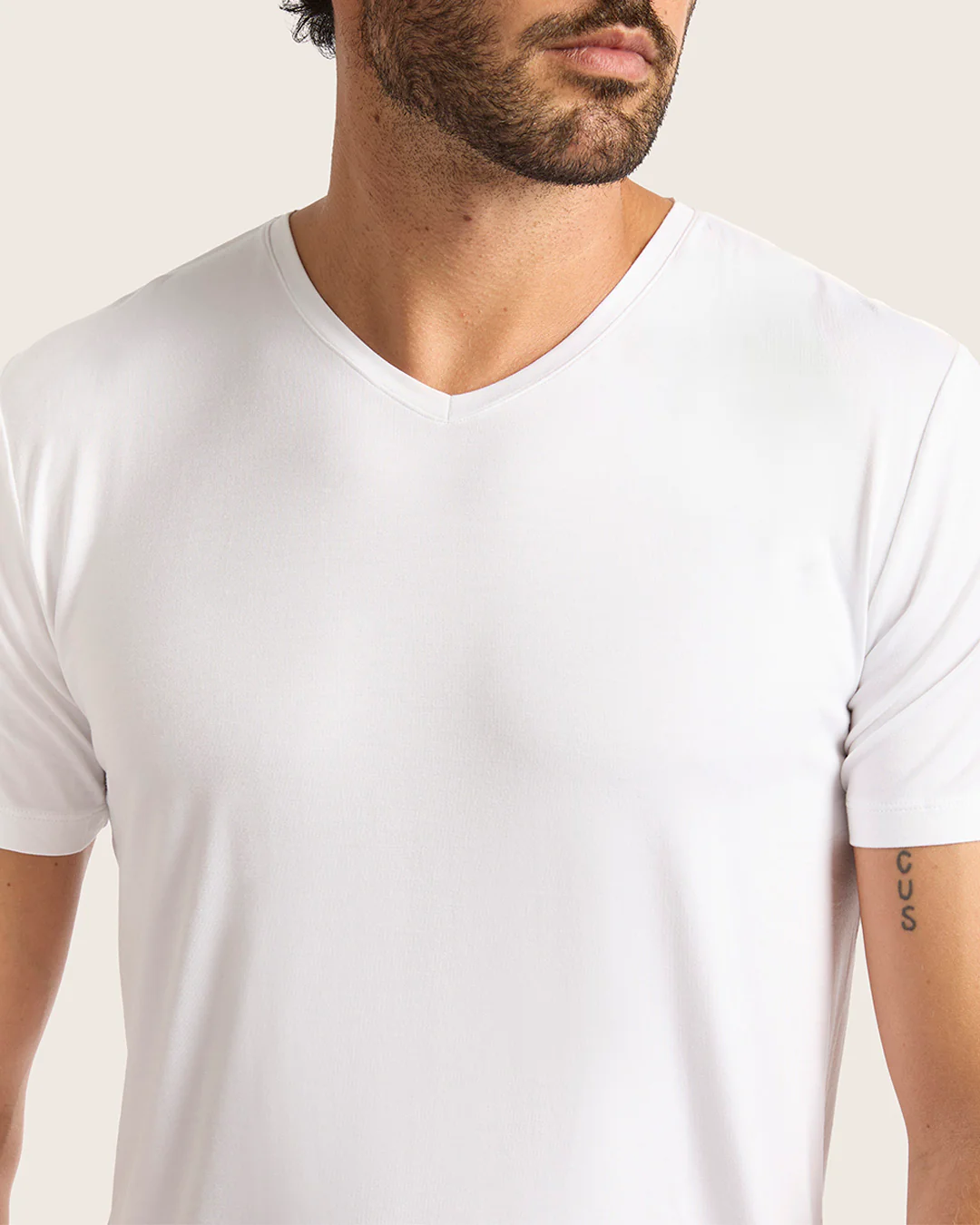 Men's Base Layer V-Neck T-Shirt - White - Image 3