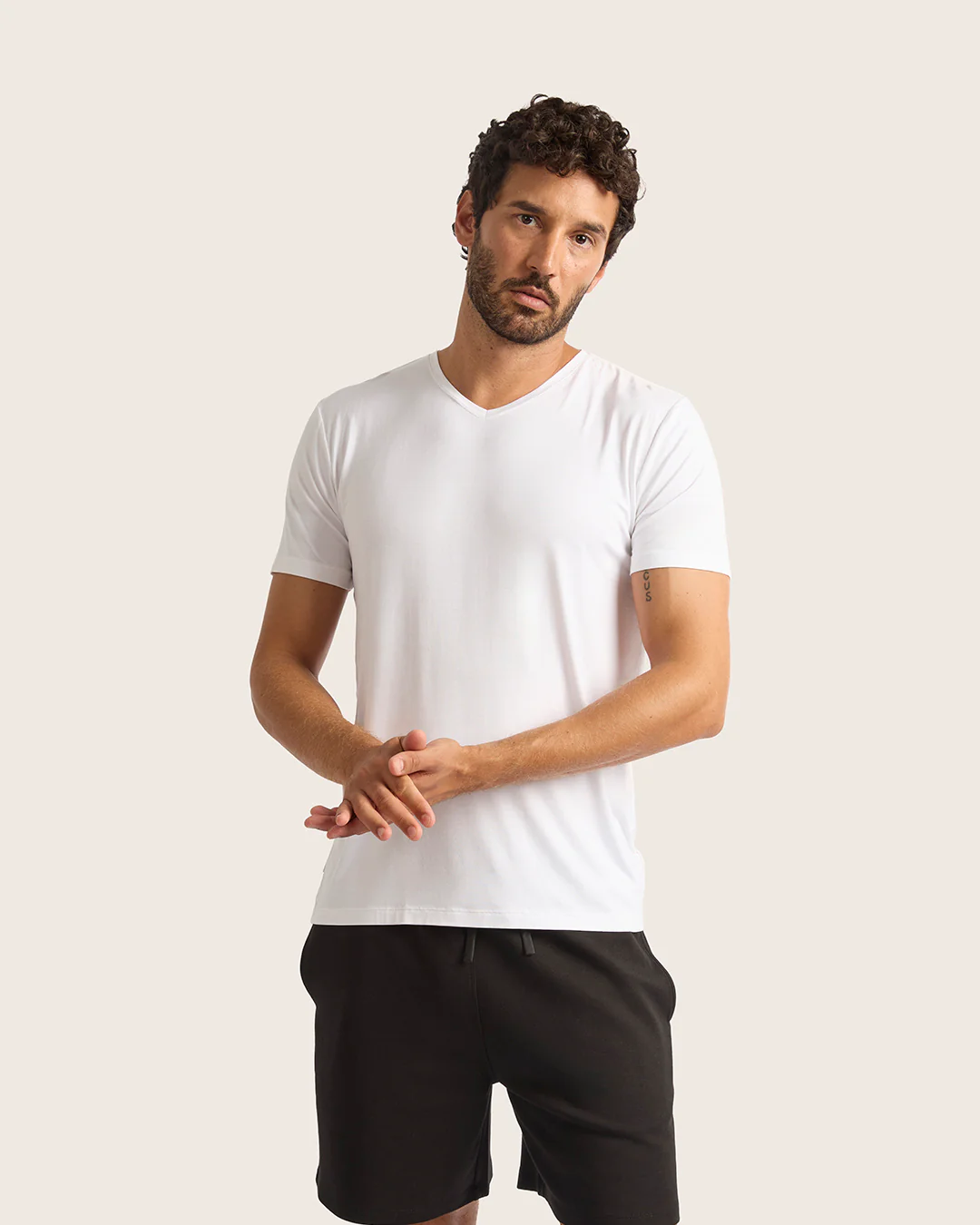 Men's Base Layer V-Neck T-Shirt - White - Image 4