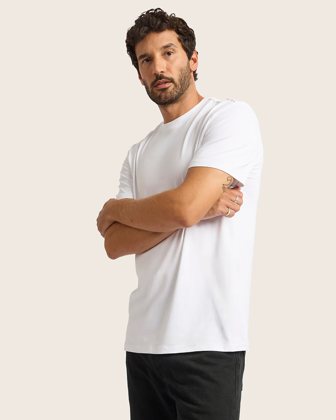Men's Classic Crew Neck T-Shirt - White - Image 7