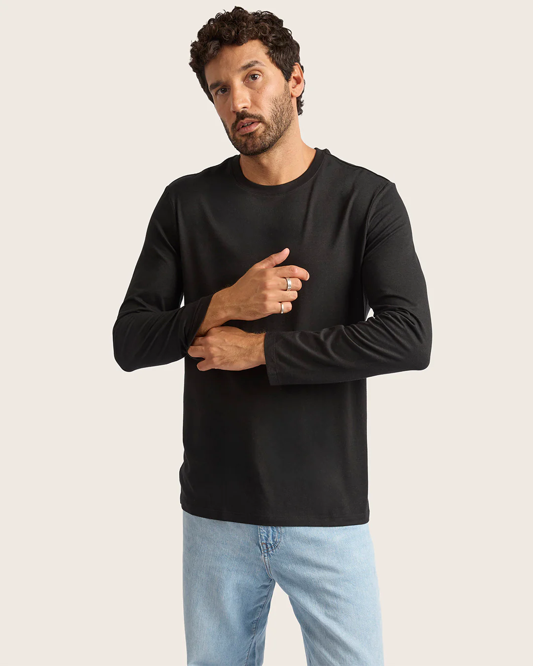 Men's Classic Long Sleeve T-Shirt - Black - Image 6