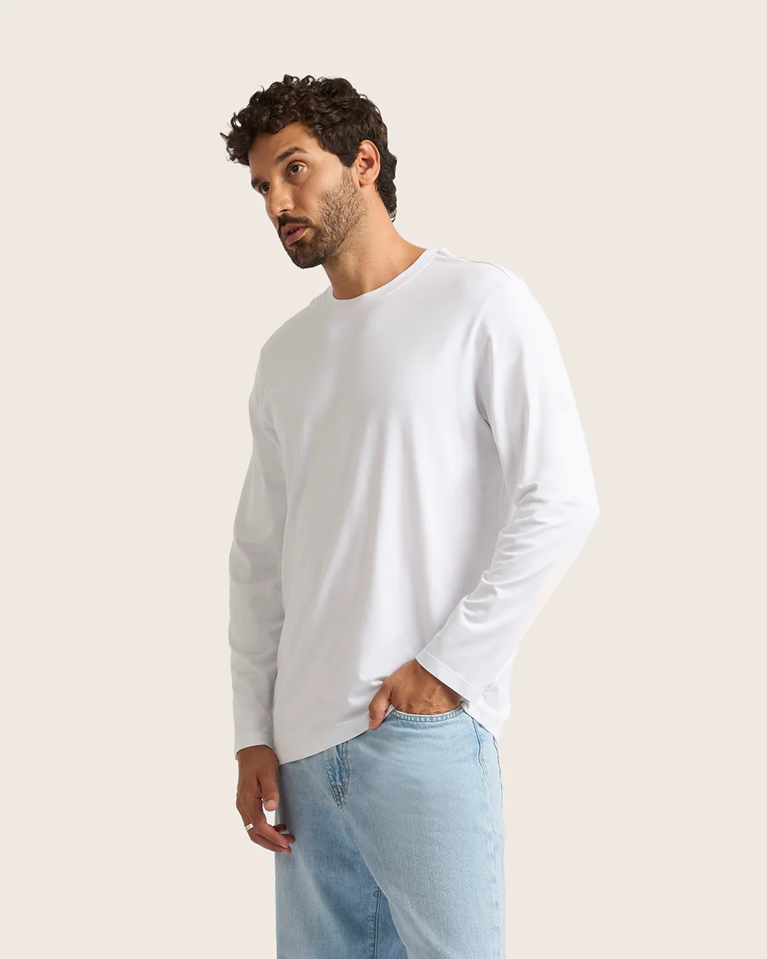 Men's Classic Long Sleeve T-Shirt - White - Image 3