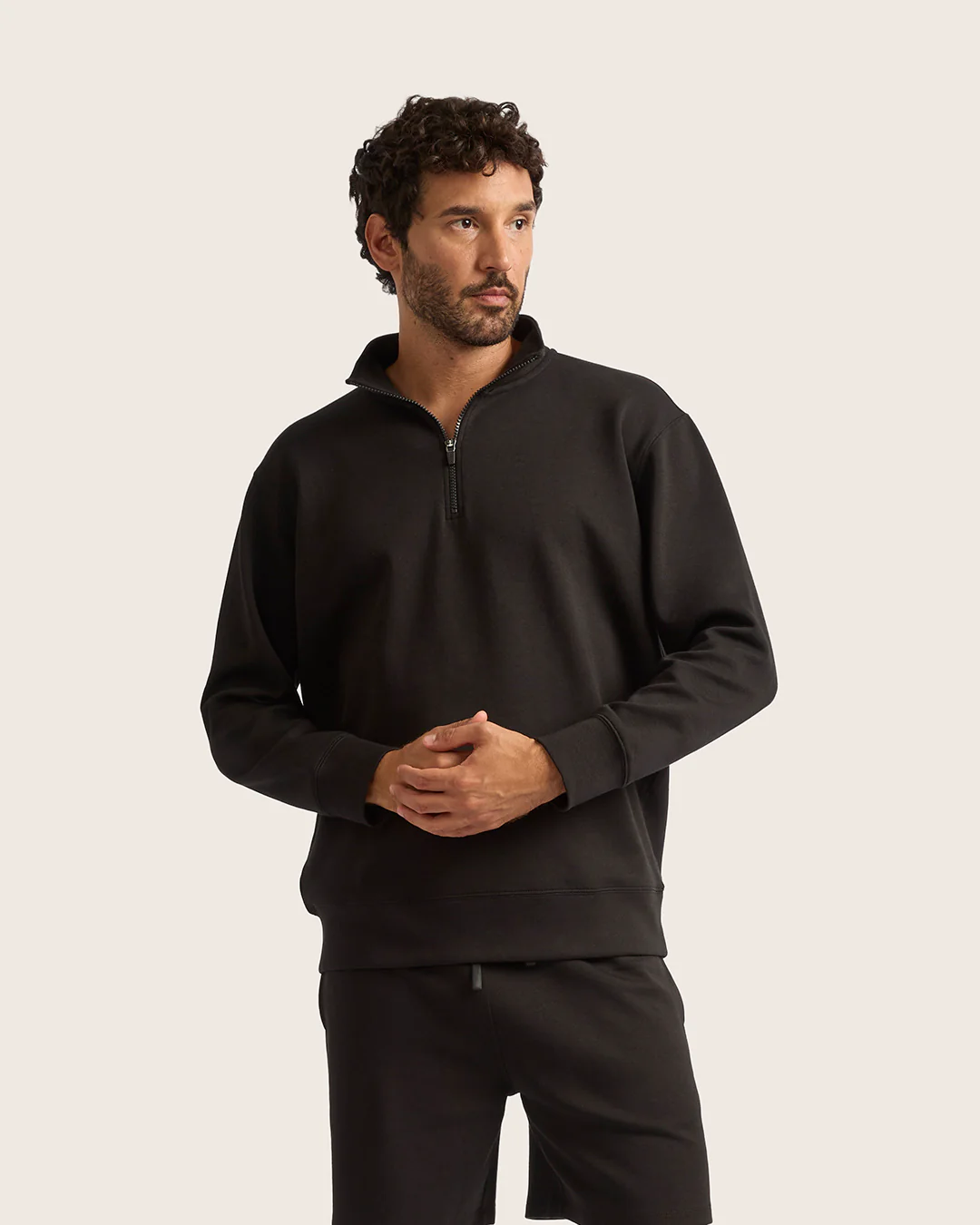 Men's Quarter Zip Sweater - Black - Image 3