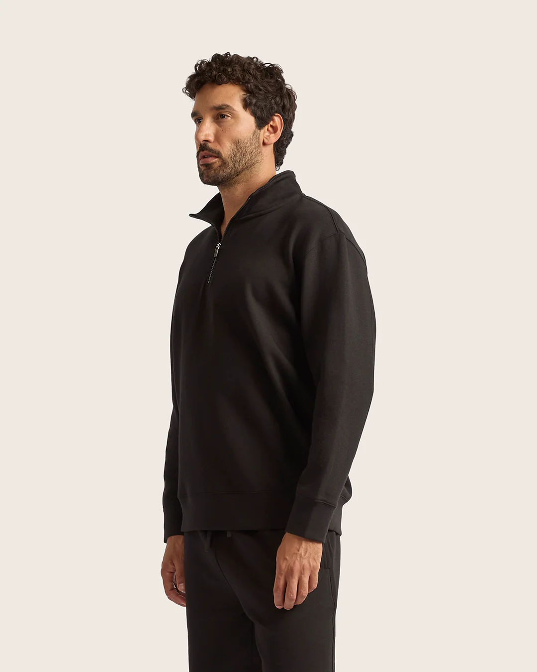 Men's Quarter Zip Sweater - Black - Image 5