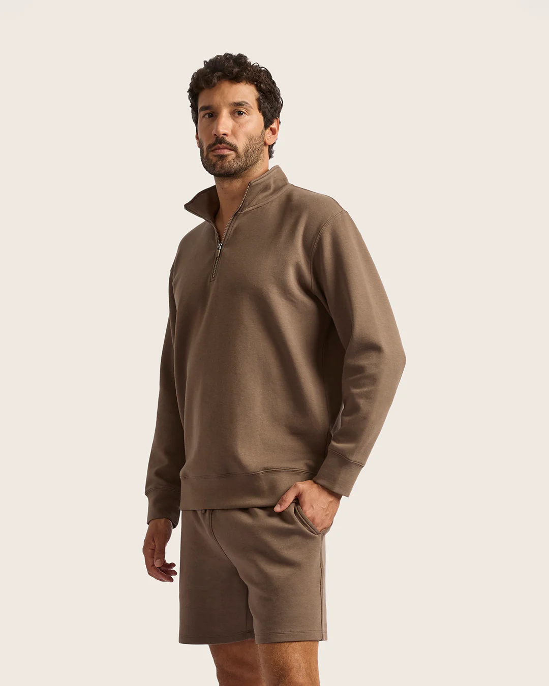 Men's Quarter Zip Sweater - Oyster - Image 3