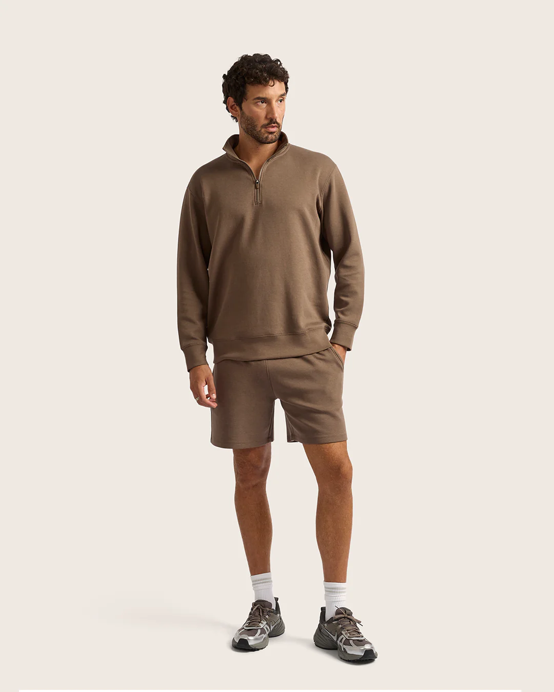 Men's Quarter Zip Sweater - Oyster - Image 4
