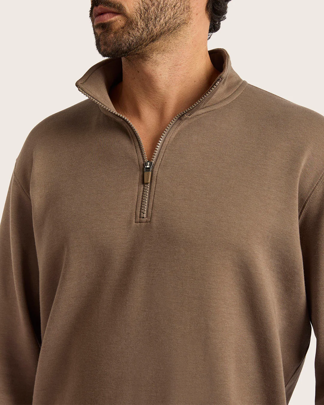 Men's Quarter Zip Sweater - Oyster - Image 5