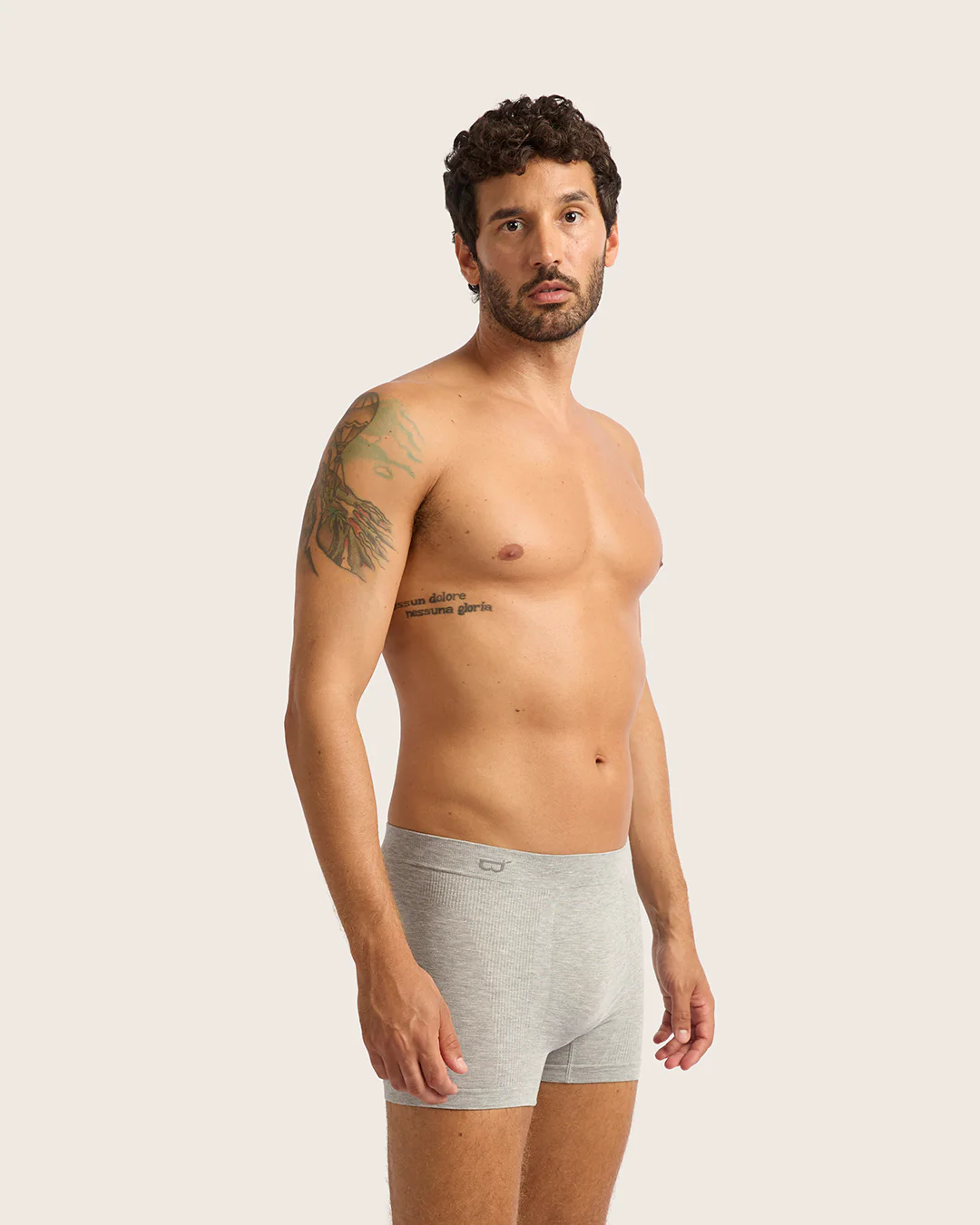 Men's Seamfree Boxer Briefs - Light Grey Marl - Image 3