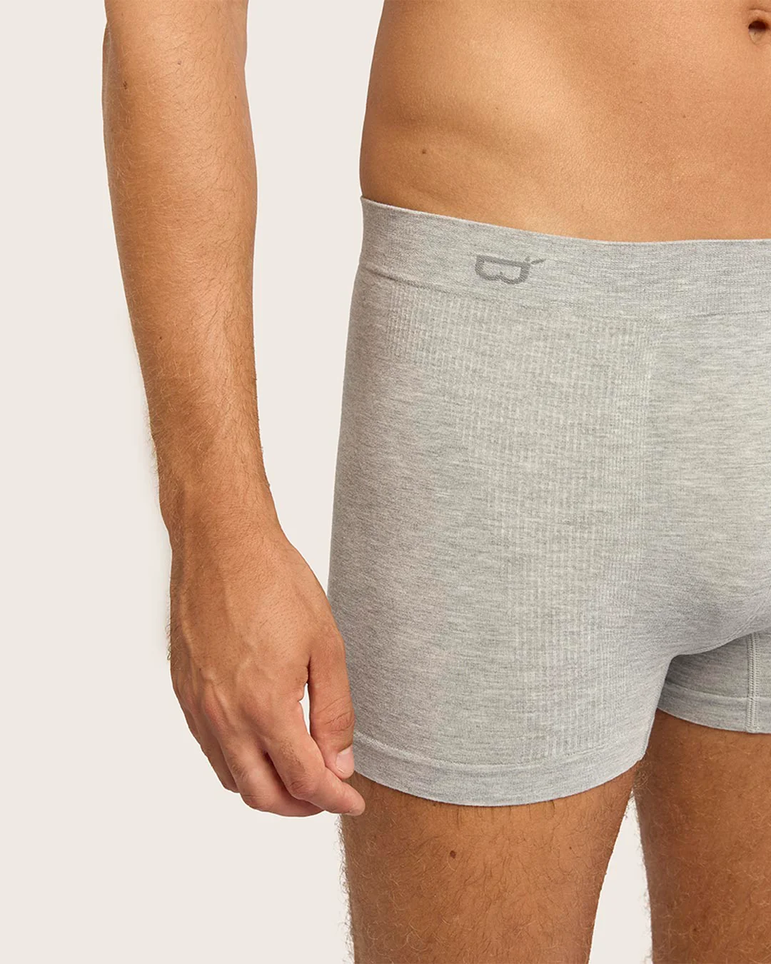 Men's Seamfree Boxer Briefs - Light Grey Marl - Image 4