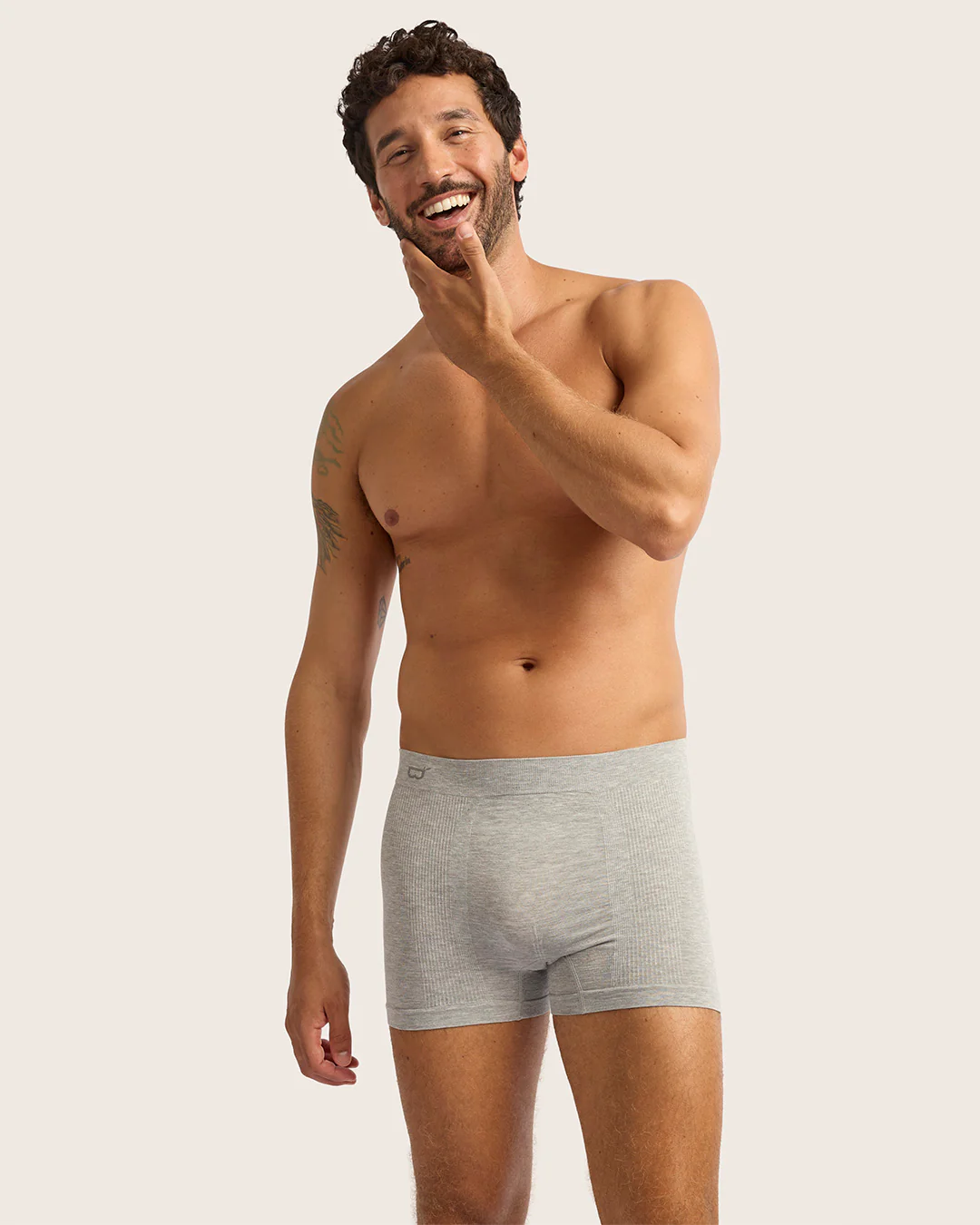 Men's Seamfree Boxer Briefs - Light Grey Marl - Image 6