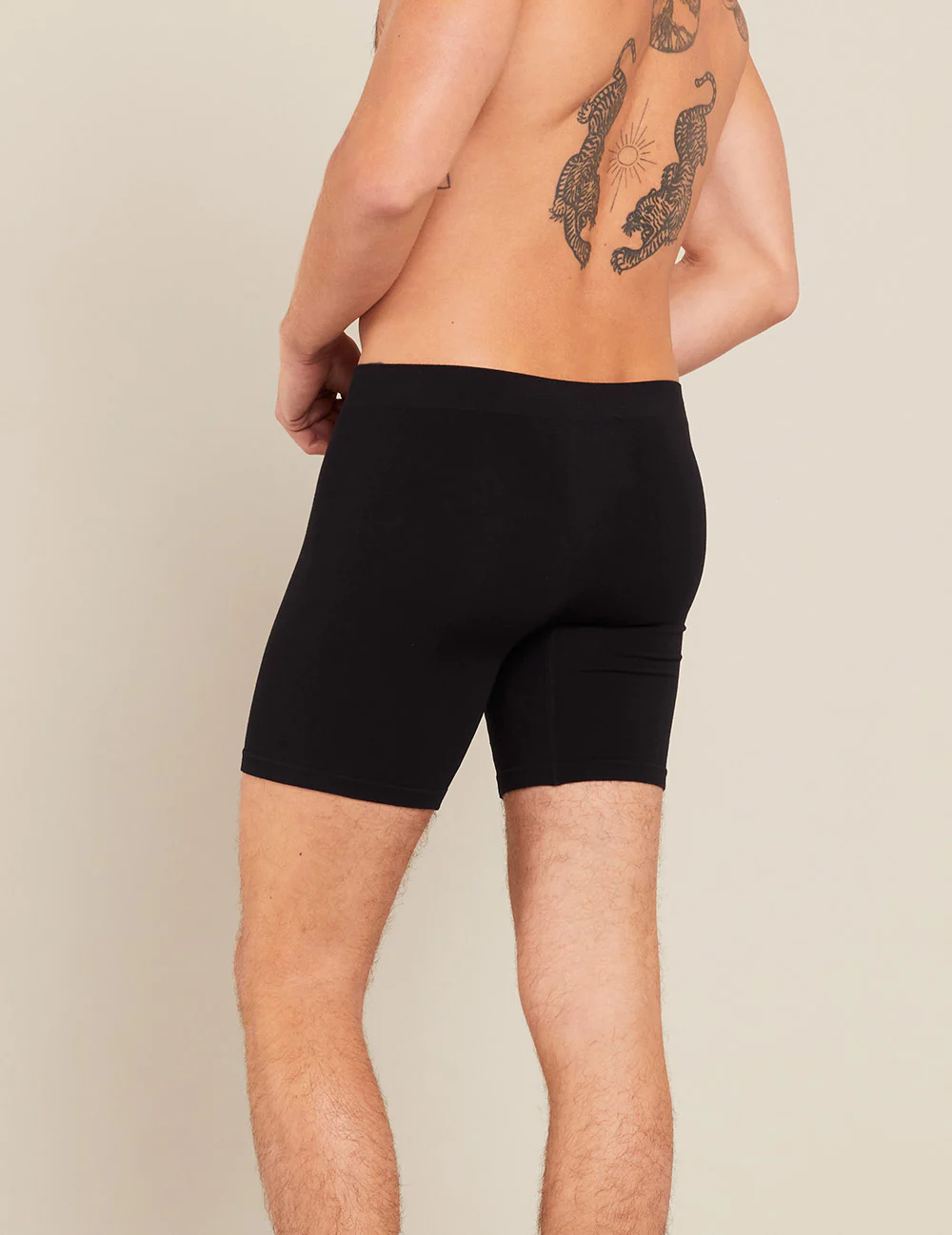 Men's Seamfree Mid-Length Boxer Briefs - Black - Image 10