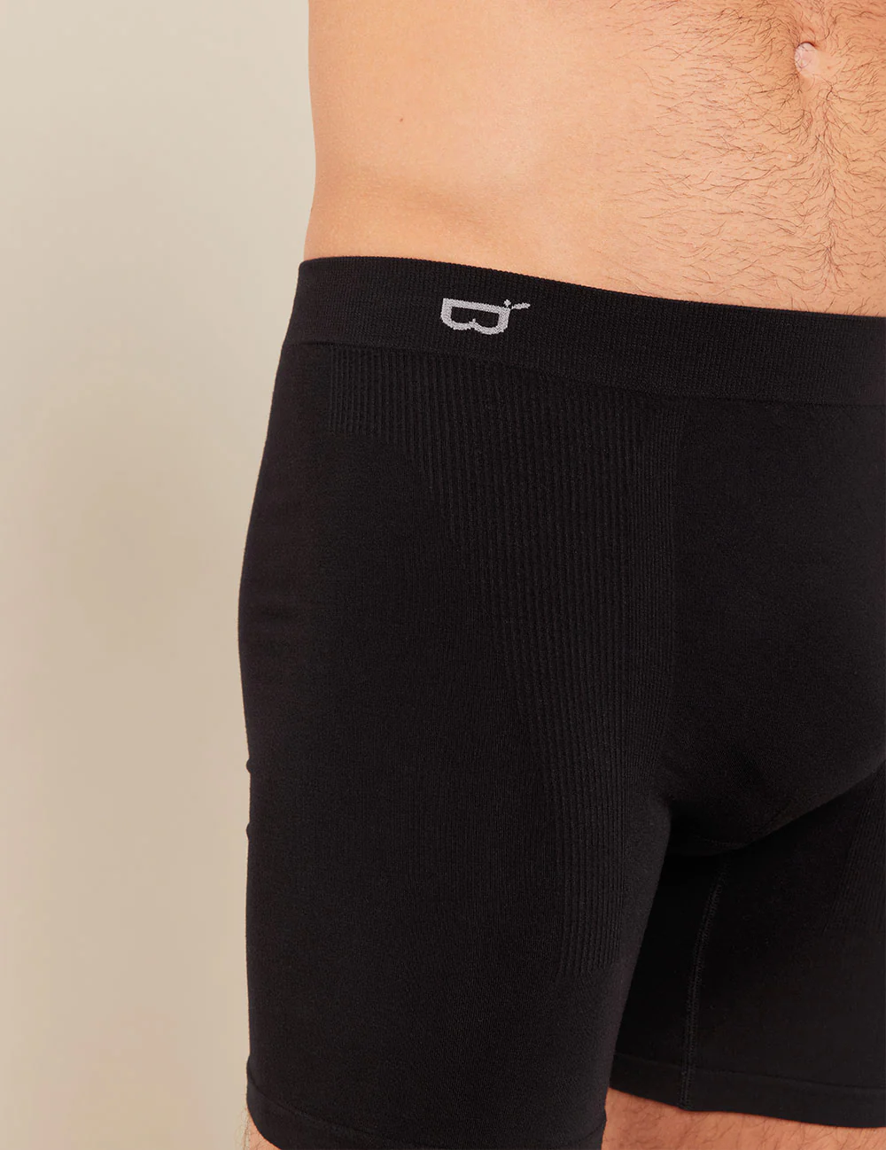 Men's Seamfree Mid-Length Boxer Briefs - Black - Image 11