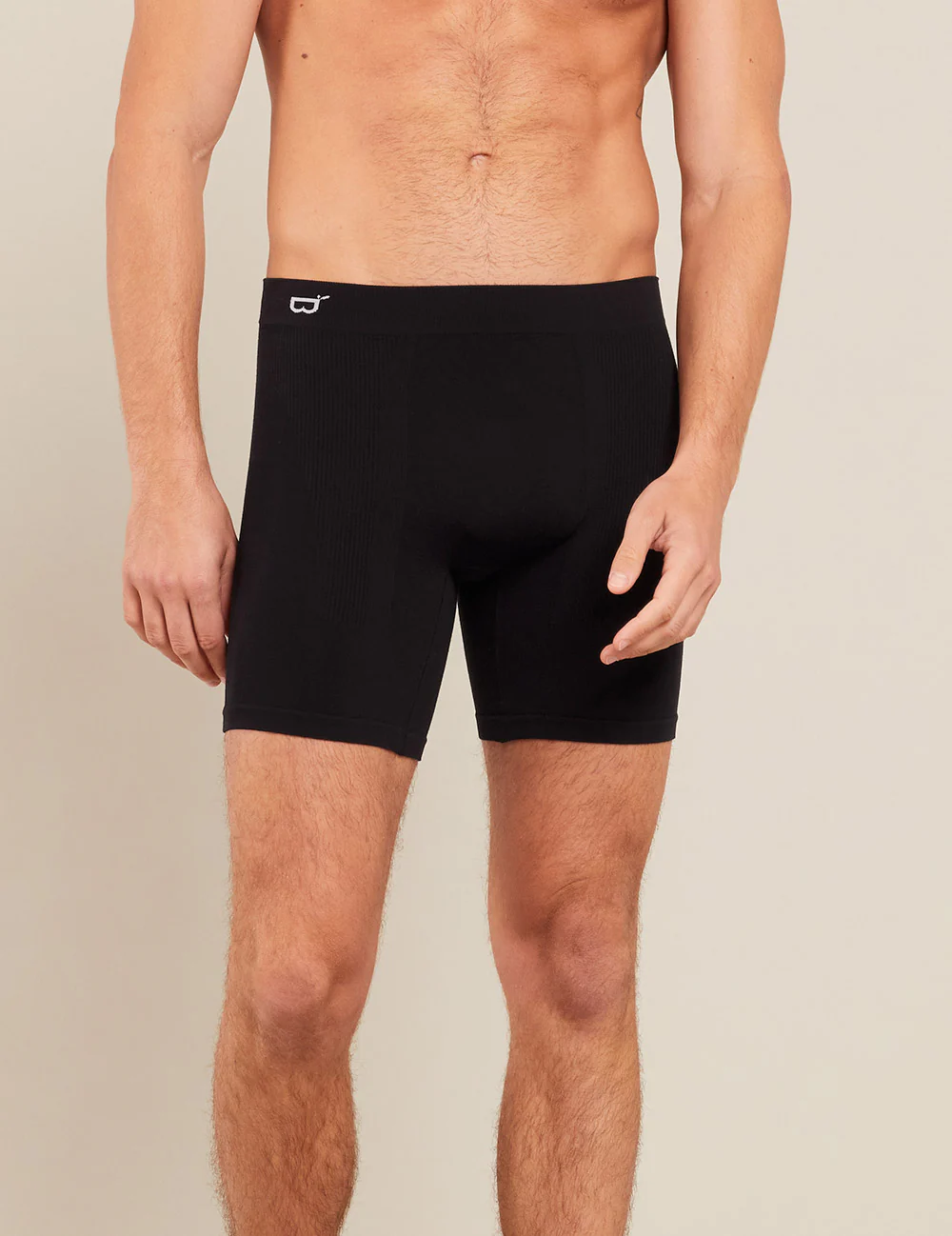 Men's Seamfree Mid-Length Boxer Briefs - Black - Image 13