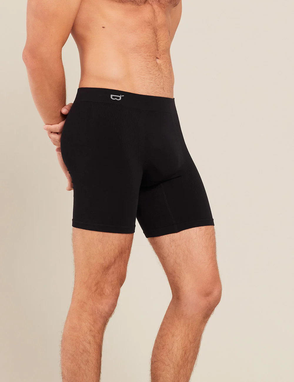 Men's Seamfree Mid-Length Boxer Briefs - Black - Image 14