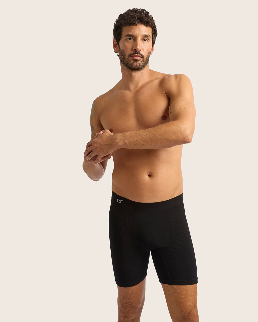 Men's Seamfree Mid-Length Boxer Briefs - Black - Image 5