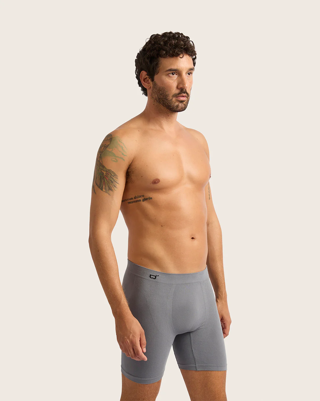 Men's Seamfree Mid-Length Boxer Briefs - Charcoal - Image 3