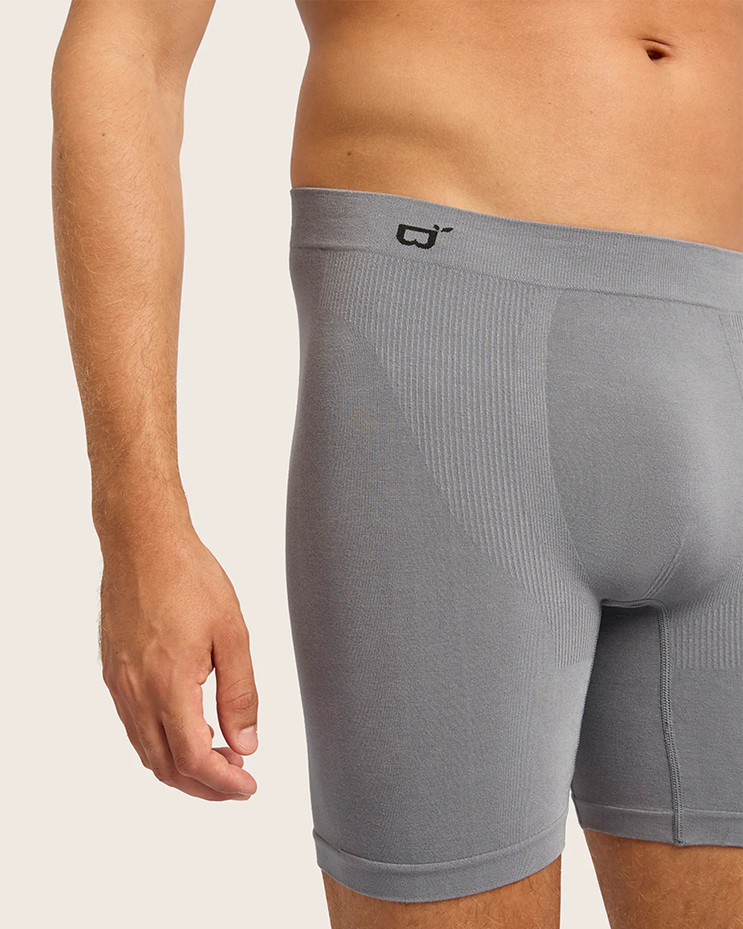 Men's Seamfree Mid-Length Boxer Briefs - Charcoal - Image 5