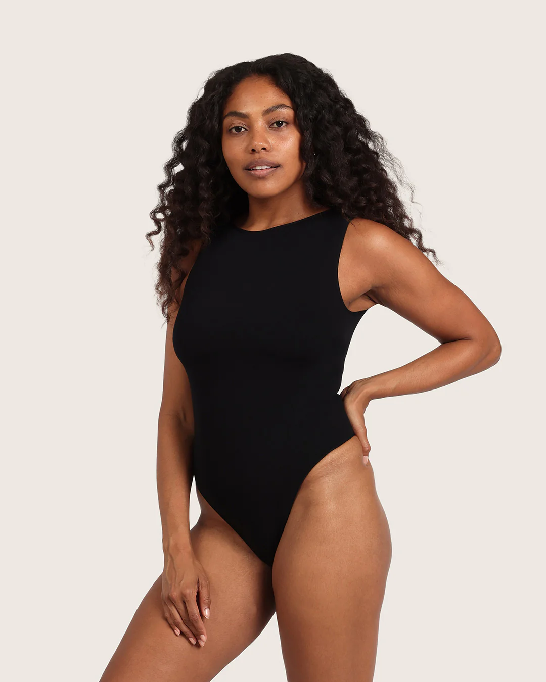 Ribbed Boat Neck Bodysuit - Black - Image 11